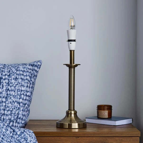 Dunelm Fluted Candlestick Antique Brass Table Lamp Base 2 Dunelm Fluted Candlestick Antique Brass Table Lamp Base - Image 2