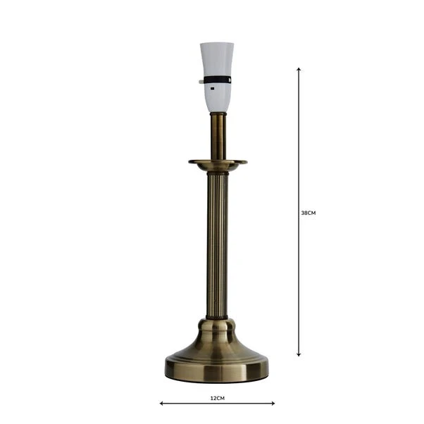 Dunelm Fluted Candlestick Antique Brass Table Lamp Base 5 Dunelm Fluted Candlestick Antique Brass Table Lamp Base - Image 5