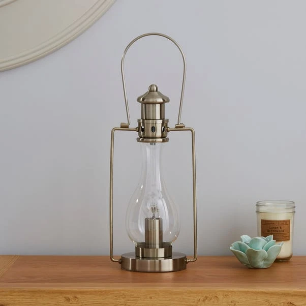 Dunelm Horse Lantern Satin Nickel Table Lamp 2 Dunelm Horse Lantern Satin Nickel Table Lamp - Image 2