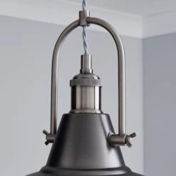 Dunelm Lucas Industrial 1 Light Pendant Pewter Ceiling Fitting -Home Lighting 1000084135 alt02