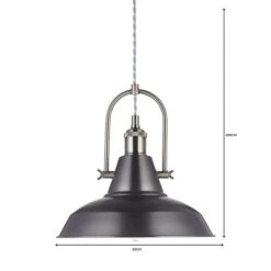 Dunelm Lucas Industrial 1 Light Pendant Pewter Ceiling Fitting -Home Lighting 1000084135 alt06