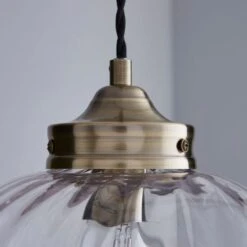 Dunelm Rio Voyager 1 Light Pendant Ribbed Glass Ceiling Fitting -Home Lighting 1000112039 alt02