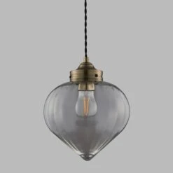 Dunelm Rio Voyager 1 Light Pendant Ribbed Glass Ceiling Fitting -Home Lighting 1000112039 alt04