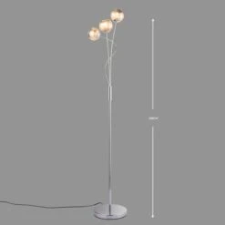 Dunelm Arta 3 Arm Smoked Glass Floor Lamp -Home Lighting 1000137348 alt03