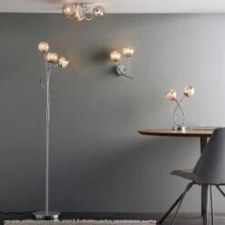 Dunelm Arta 3 Arm Smoked Glass Floor Lamp -Home Lighting 1000137348 alt04