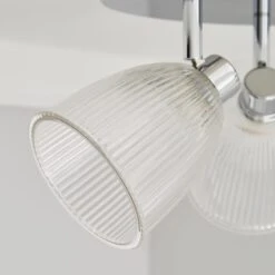 Dunelm Bremont 3 Light Ribbed Glass Bathroom Spotlight -Home Lighting 1000137363 alt02
