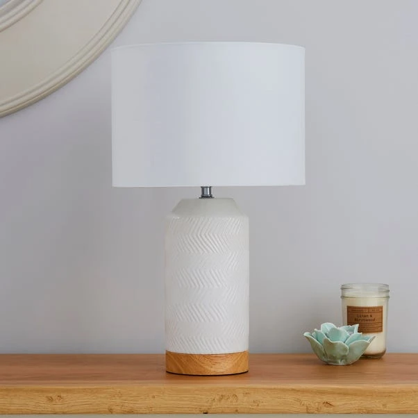 Dunelm Bibi Ceramic White Table Lamp 2 Dunelm Bibi Ceramic White Table Lamp - Image 2