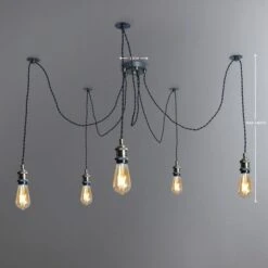 Dunelm Logan 5 Light Spider Antique Brass Industrial Cluster Flex Fitting -Home Lighting 1000139088 alt04