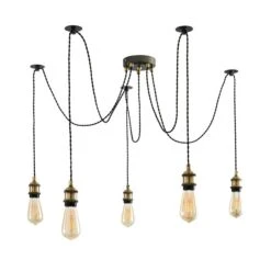 Dunelm Logan 5 Light Spider Antique Brass Industrial Cluster Flex Fitting -Home Lighting 1000139088 alt05
