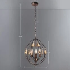 Dunelm Salino Globe 3 Light Antique Copper Chandelier -Home Lighting 1000139119 alt04