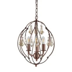 Dunelm Salino Globe 3 Light Antique Copper Chandelier -Home Lighting 1000139119 alt05