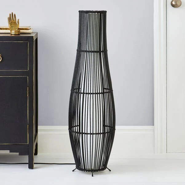 Dunelm Alec Natural Cane Black Floor Lamp 2 Dunelm Alec Natural Cane Black Floor Lamp - Image 2