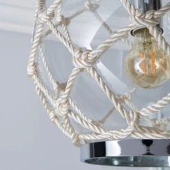 Dunelm Leah 1 Light Pendant Rope Glass Ceiling Fitting -Home Lighting 1000149081 alt02