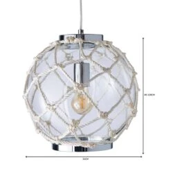 Dunelm Leah 1 Light Pendant Rope Glass Ceiling Fitting -Home Lighting 1000149081 alt06