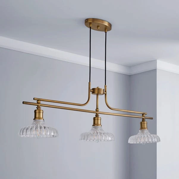 Dunelm Colt 3 Light Diner Antique Brass Ceiling Fitting 2 Dunelm Colt 3 Light Diner Antique Brass Ceiling Fitting - Image 2