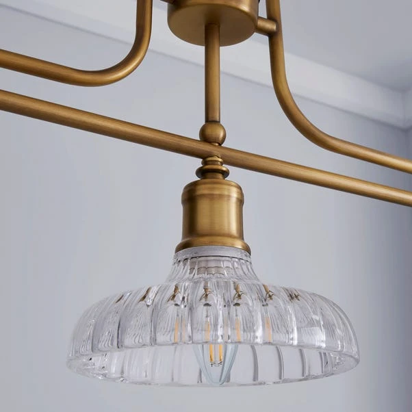 Dunelm Colt 3 Light Diner Antique Brass Ceiling Fitting 3 Dunelm Colt 3 Light Diner Antique Brass Ceiling Fitting - Image 3