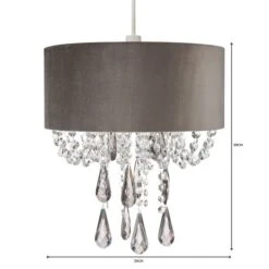 Dunelm Halle Velvet Jewel Grey Easy Fit Pendant -Home Lighting 1000149159 alt06