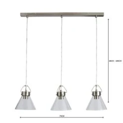 Dunelm Delavin 3 Light Glass Diner Ceiling Fitting -Home Lighting 1000157749 alt04