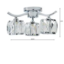 Dunelm Kleio 3 Light Glass Chrome Semi-Flush Ceiling Fitting -Home Lighting 1000157757 alt04