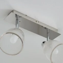 Dunelm Bremont 2 Light Ribbed Glass Bathroom Spotlight -Home Lighting 1000157769 alt03