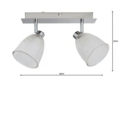 Dunelm Bremont 2 Light Ribbed Glass Bathroom Spotlight -Home Lighting 1000157769 alt04