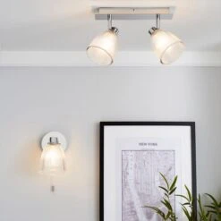 Dunelm Bremont 2 Light Ribbed Glass Bathroom Spotlight -Home Lighting 1000157769 alt08