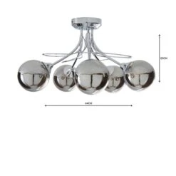 Dunelm Mateo 5 Light Glass Chrome Semi-Flush Ceiling Fitting -Home Lighting 1000158444 alt04