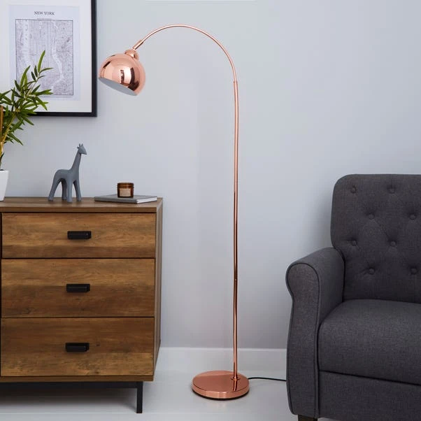 Dunelm Herm Arc Copper Floor Lamp 2 Dunelm Herm Arc Copper Floor Lamp - Image 2
