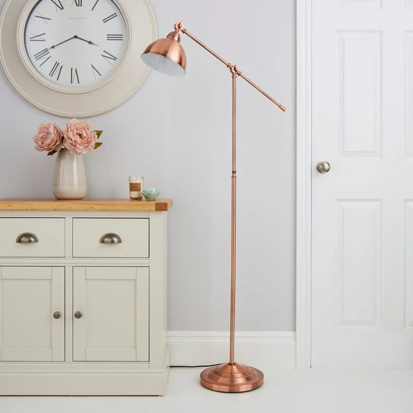 Dunelm Lever Arm Copper Floor Lamp 2 Dunelm Lever Arm Copper Floor Lamp - Image 2