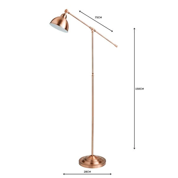 Dunelm Lever Arm Copper Floor Lamp 5 Dunelm Lever Arm Copper Floor Lamp - Image 5