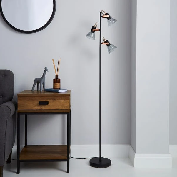 Dunelm Milas 3 Light Black Industrial Floor Lamp 2 Dunelm Milas 3 Light Black Industrial Floor Lamp - Image 2