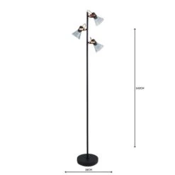 Dunelm Milas 3 Light Black Industrial Floor Lamp 10 Dunelm Milas 3 Light Black Industrial Floor Lamp -Home Lighting 1000158534 alt04