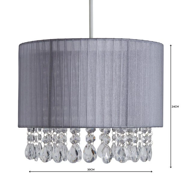 Dunelm Riah Jewel Shade Grey Easy Fit Pendant 4 Dunelm Riah Jewel Shade Grey Easy Fit Pendant - Image 4