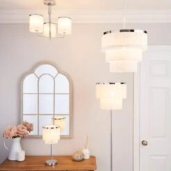 Dunelm Jaz Fringe Ivory Table Lamp -Home Lighting 1000158703 alt08