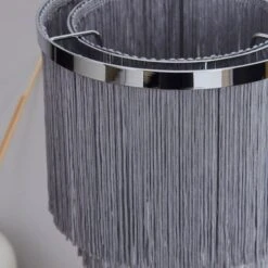 Dunelm Jaz Fringe Grey Table Lamp -Home Lighting 1000158704 alt02