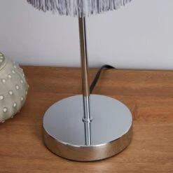 Dunelm Jaz Fringe Grey Table Lamp -Home Lighting 1000158704 alt03