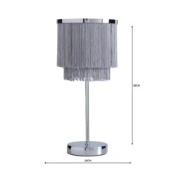 Dunelm Jaz Fringe Grey Table Lamp -Home Lighting 1000158704 alt04