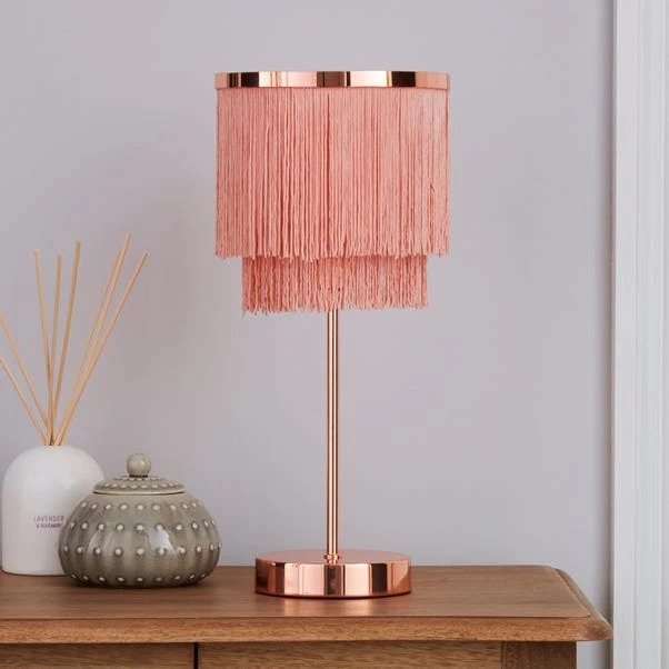 Dunelm Jaz Fringe Pink Table Lamp 2 Dunelm Jaz Fringe Pink Table Lamp - Image 2