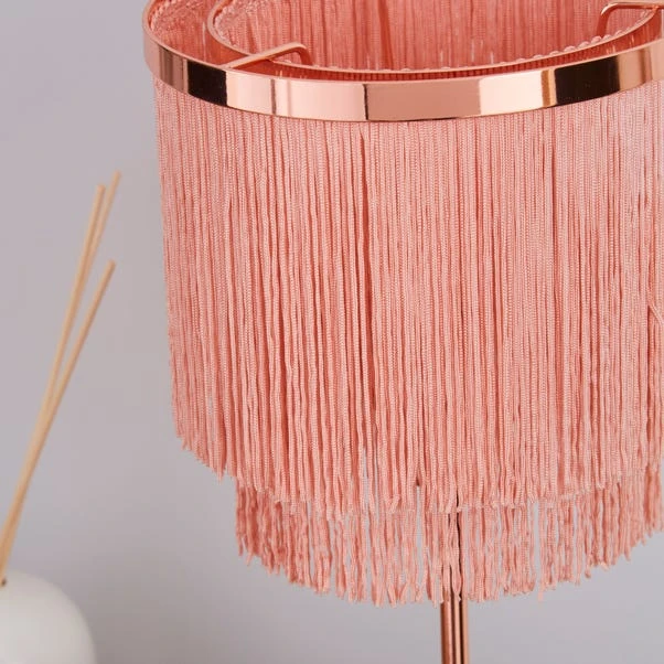 Dunelm Jaz Fringe Pink Table Lamp 3 Dunelm Jaz Fringe Pink Table Lamp - Image 3