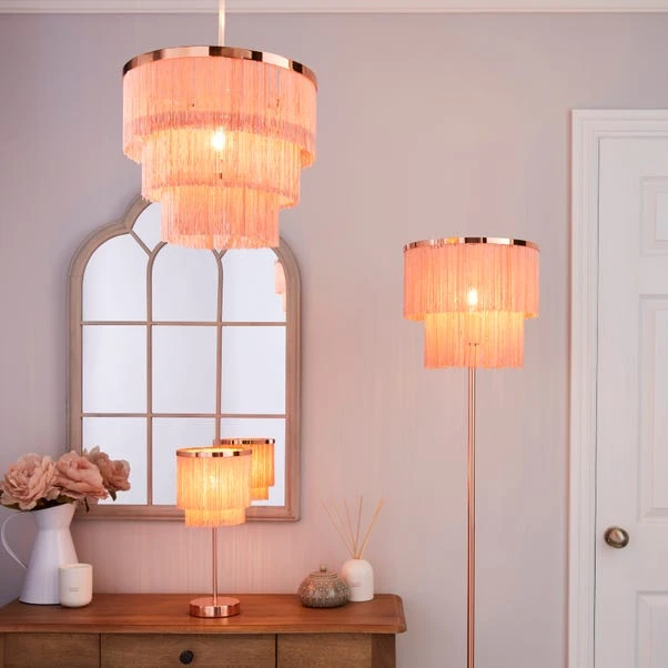 Dunelm Jaz Fringe Pink Table Lamp 6 Dunelm Jaz Fringe Pink Table Lamp - Image 6