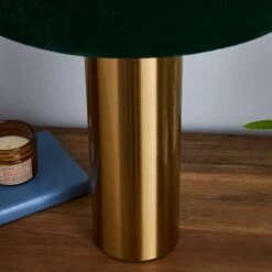 Dunelm Nesa Brushed Gold And Bottle Green Touch Table Lamp -Home Lighting 1000158728 alt02