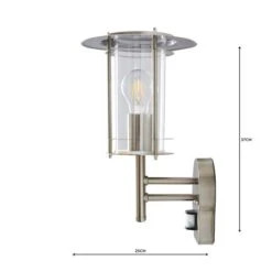 Dunelm Derek PIR Sensor Glass Steel Outdoor Wall Light -Home Lighting 1000158750 alt04