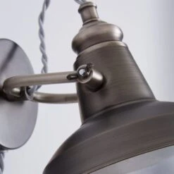 Dunelm Lucas Industrial Easy Fit Plug In Wall Light Pewter -Home Lighting 1000158758 alt02