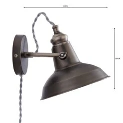 Dunelm Lucas Industrial Easy Fit Plug In Wall Light Pewter -Home Lighting 1000158758 alt04