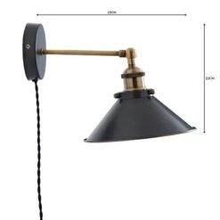 Dunelm Logan Grey Industrial Easy Fit Plug In Wall Light -Home Lighting 1000158760 alt04