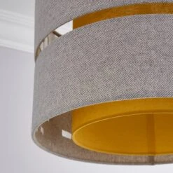 Dunelm Frea Lennox 45cm Ochre Drum Shade -Home Lighting 1000169157 alt02
