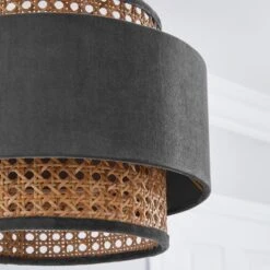 Dunelm Nova Velvet And Cane Shade 30cm -Home Lighting 1000181511 alt02