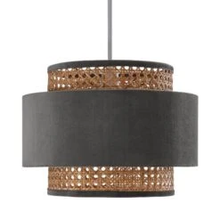 Dunelm Nova Velvet And Cane Shade 30cm -Home Lighting 1000181511 alt05