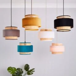 Dunelm Nova Velvet And Cane Shade 30cm -Home Lighting 1000181511 alt08