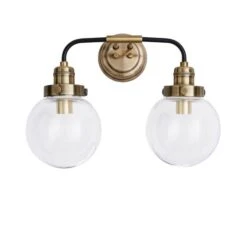 Dunelm Broden Bathroom 2 Light Wall Light Antique Brass -Home Lighting 1000182578 alt05